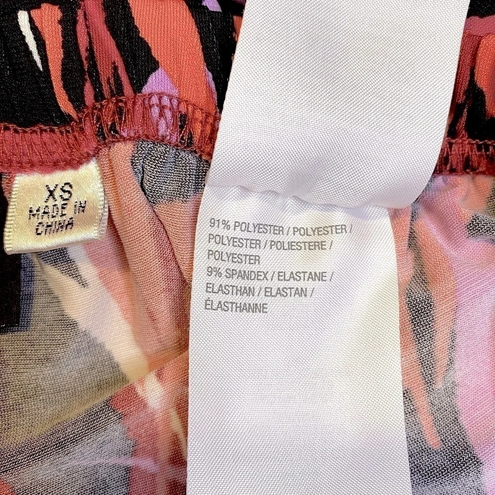 NEW Bob Mackie Wide Leg Crop Pants Tropical Paradise Print Size X-Small